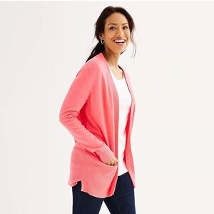 Croft & Barrow long pink cardigan with pockets